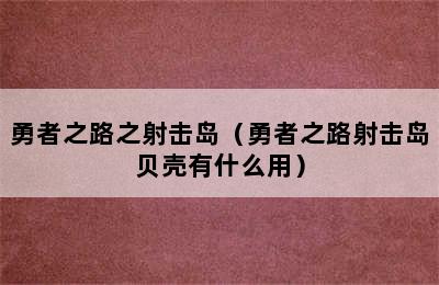 勇者之路之射击岛（勇者之路射击岛贝壳有什么用）