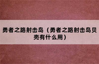 勇者之路射击岛（勇者之路射击岛贝壳有什么用）