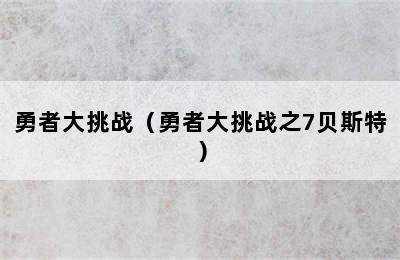 勇者大挑战（勇者大挑战之7贝斯特）