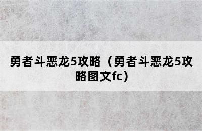 勇者斗恶龙5攻略（勇者斗恶龙5攻略图文fc）