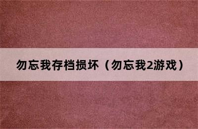 勿忘我存档损坏（勿忘我2游戏）