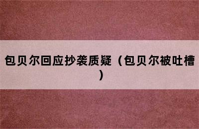 包贝尔回应抄袭质疑（包贝尔被吐槽）