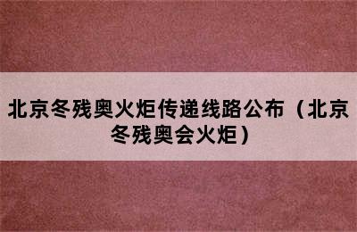 北京冬残奥火炬传递线路公布（北京冬残奥会火炬）