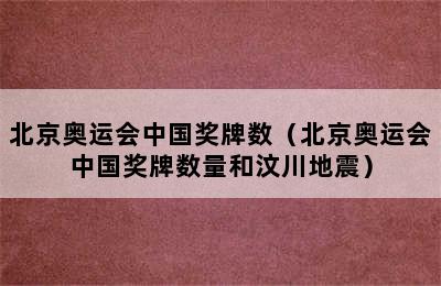 北京奥运会中国奖牌数（北京奥运会中国奖牌数量和汶川地震）