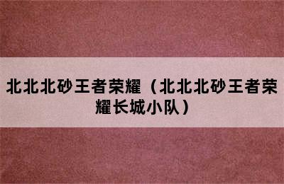 北北北砂王者荣耀（北北北砂王者荣耀长城小队）