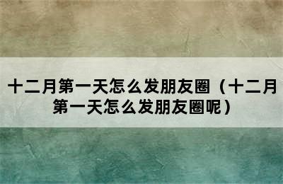 十二月第一天怎么发朋友圈（十二月第一天怎么发朋友圈呢）