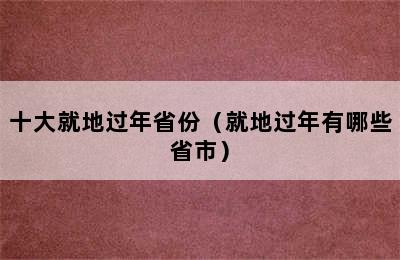 十大就地过年省份（就地过年有哪些省市）