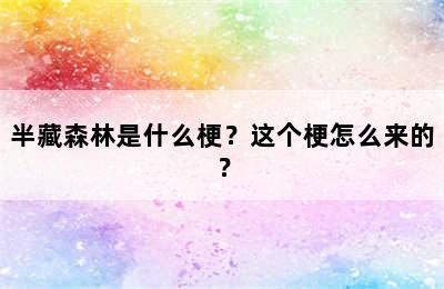 半藏森林是什么梗？这个梗怎么来的？