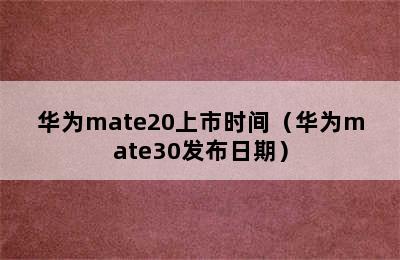 华为mate20上市时间（华为mate30发布日期）