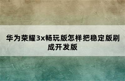 华为荣耀3x畅玩版怎样把稳定版刷成开发版