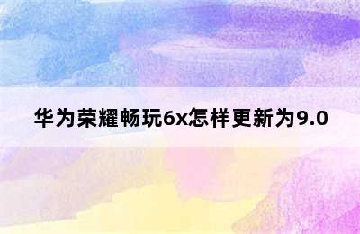 华为荣耀畅玩6x怎样更新为9.0