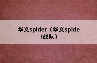 华义spider（华义spider战队）