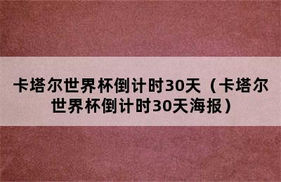 卡塔尔世界杯倒计时30天（卡塔尔世界杯倒计时30天海报）