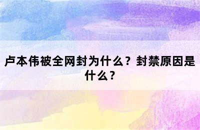 卢本伟被全网封为什么？封禁原因是什么？