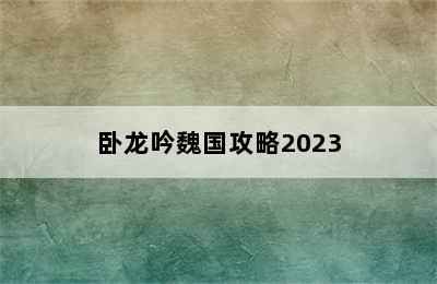 卧龙吟魏国攻略2023
