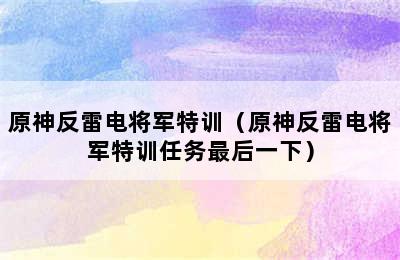 原神反雷电将军特训（原神反雷电将军特训任务最后一下）