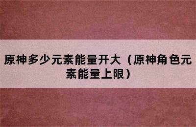 原神多少元素能量开大（原神角色元素能量上限）