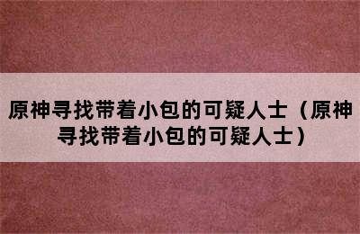 原神寻找带着小包的可疑人士（原神寻找带着小包的可疑人士）