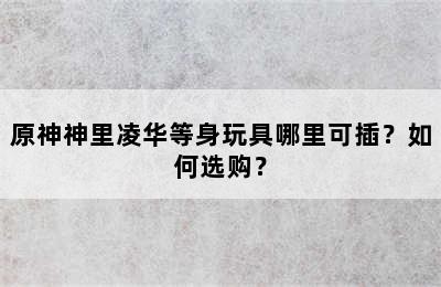 原神神里凌华等身玩具哪里可插？如何选购？