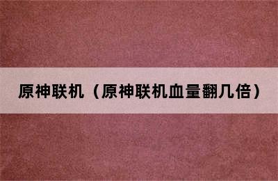 原神联机（原神联机血量翻几倍）