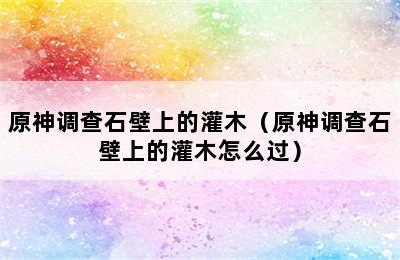 原神调查石壁上的灌木（原神调查石壁上的灌木怎么过）