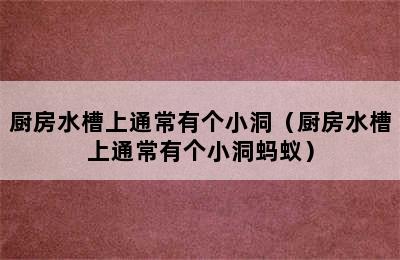 厨房水槽上通常有个小洞（厨房水槽上通常有个小洞蚂蚁）