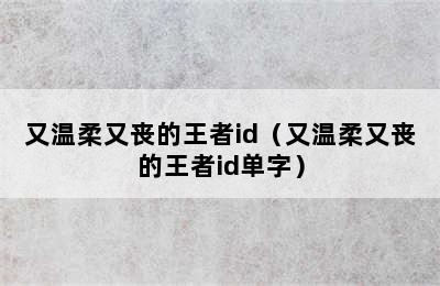 又温柔又丧的王者id（又温柔又丧的王者id单字）