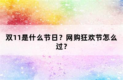 双11是什么节日？网购狂欢节怎么过？