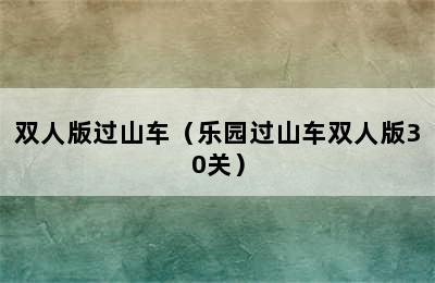 双人版过山车（乐园过山车双人版30关）