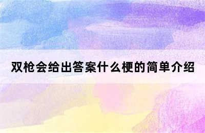 双枪会给出答案什么梗的简单介绍