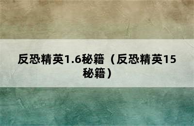 反恐精英1.6秘籍（反恐精英15秘籍）