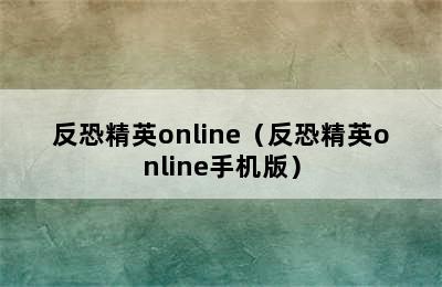 反恐精英online（反恐精英online手机版）