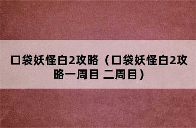 口袋妖怪白2攻略（口袋妖怪白2攻略一周目+二周目）