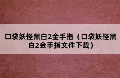 口袋妖怪黑白2金手指（口袋妖怪黑白2金手指文件下载）