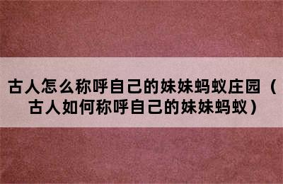 古人怎么称呼自己的妹妹蚂蚁庄园（古人如何称呼自己的妹妹蚂蚁）