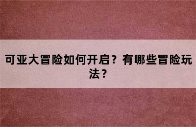 可亚大冒险如何开启？有哪些冒险玩法？