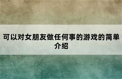 可以对女朋友做任何事的游戏的简单介绍