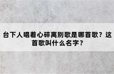 台下人唱着心碎离别歌是哪首歌？这首歌叫什么名字？