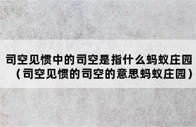 司空见惯中的司空是指什么蚂蚁庄园（司空见惯的司空的意思蚂蚁庄园）