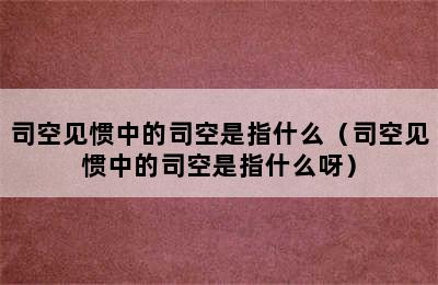 司空见惯中的司空是指什么（司空见惯中的司空是指什么呀）