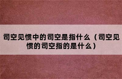 司空见惯中的司空是指什么（司空见惯的司空指的是什么）