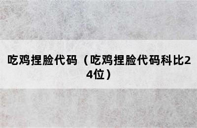 吃鸡捏脸代码（吃鸡捏脸代码科比24位）