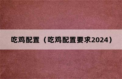 吃鸡配置（吃鸡配置要求2024）