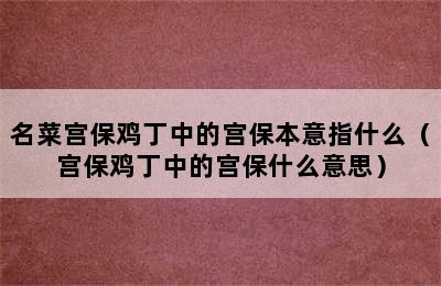 名菜宫保鸡丁中的宫保本意指什么（宫保鸡丁中的宫保什么意思）