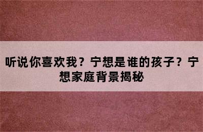 听说你喜欢我？宁想是谁的孩子？宁想家庭背景揭秘