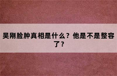 吴刚脸肿真相是什么？他是不是整容了？