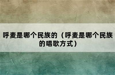 呼麦是哪个民族的（呼麦是哪个民族的唱歌方式）