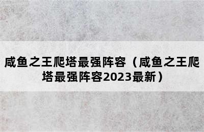 咸鱼之王爬塔最强阵容（咸鱼之王爬塔最强阵容2023最新）