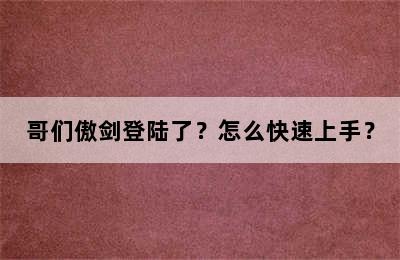 哥们傲剑登陆了？怎么快速上手？