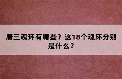 唐三魂环有哪些？这18个魂环分别是什么？